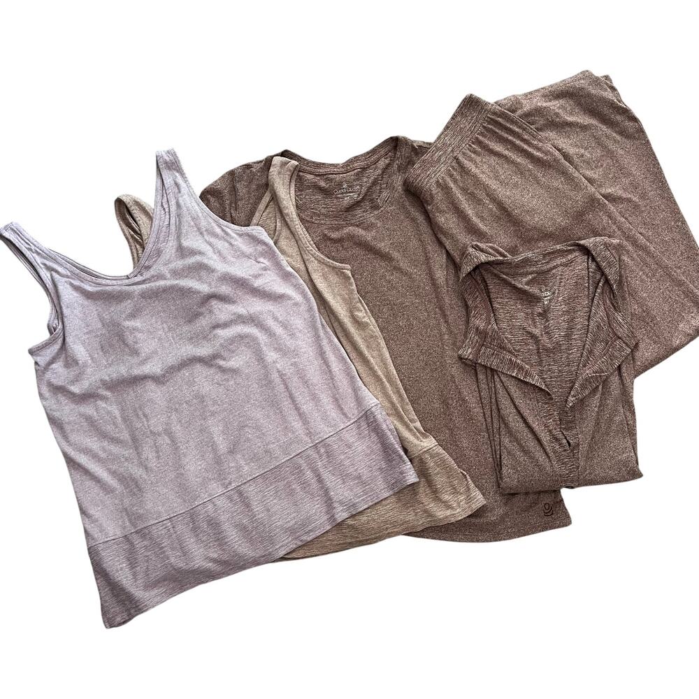 Cuddl Duds 5pc Lounge Set Bundle Soft Cozy Neutral Tanks Tee Pants Cardigan